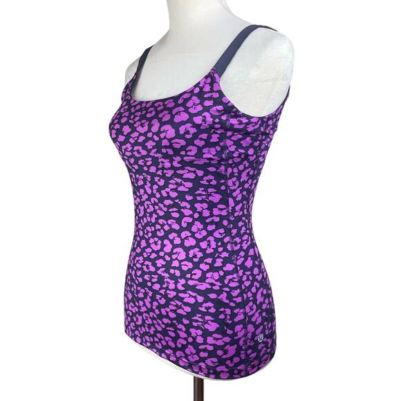 Lululemon Barre None Purple Cheetah Print Built-in Bra Straps Workout Tank Top - Picture 3 of 10